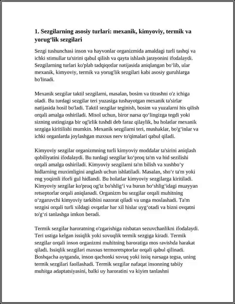SEZGILARNING TURLARI, SEZGALARNIG TASNIFI, SEZGI SOHASIDAGI QONUNIYATLAR 3