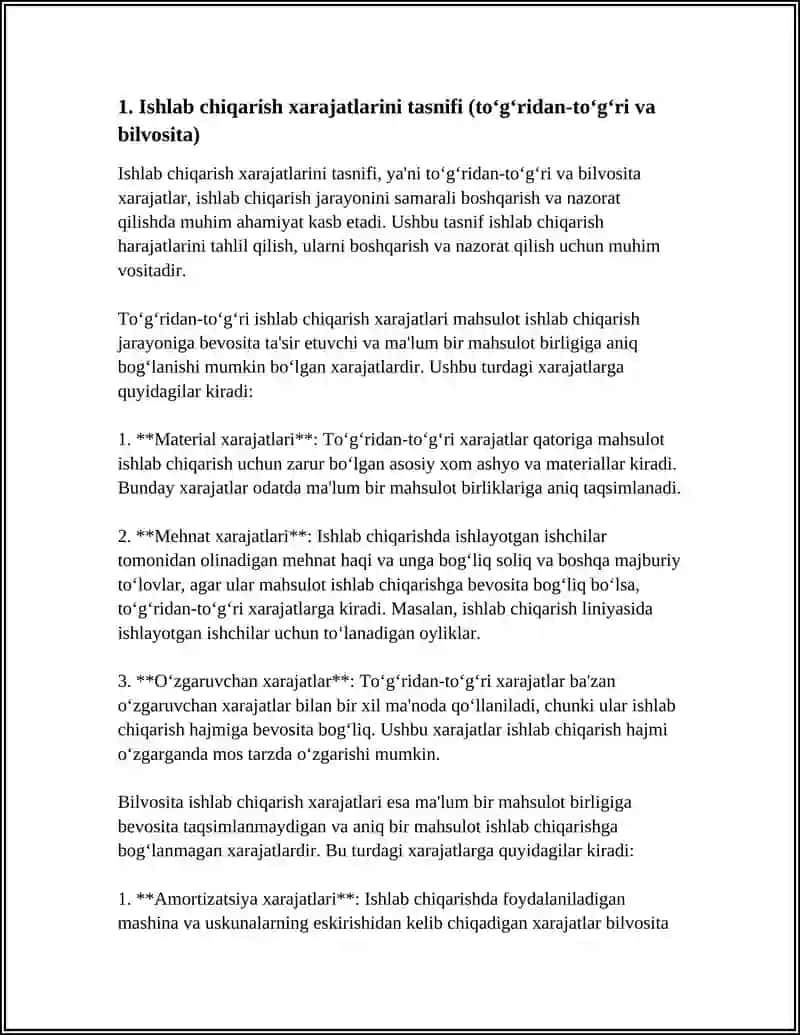 ISHLAB CHIQARISH HARAJATLARI VA ULARNING TAQSIMLANISH HISOBI 3