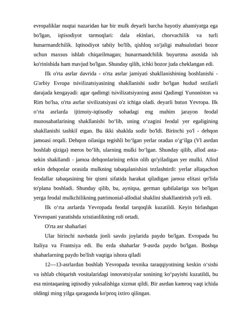 YEVROPANING O`RTA ASRLAR DAVRI TARIXIY GEOGRAFIYASI 3