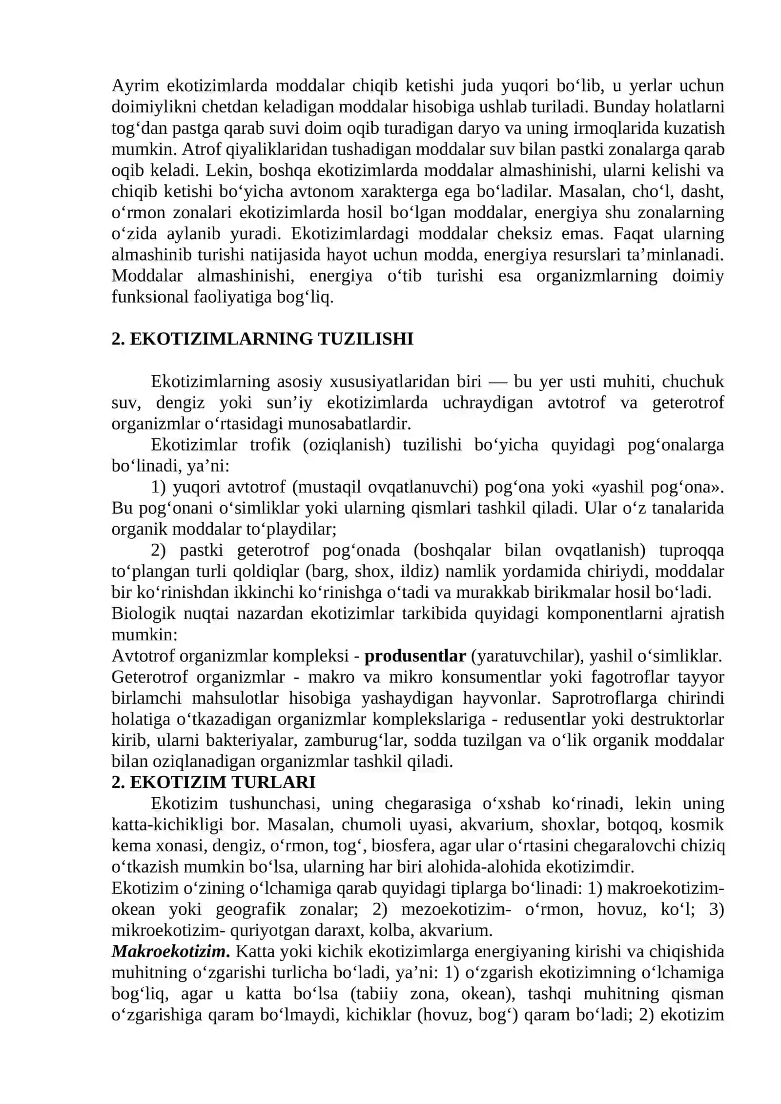 Ekotizimlar ekologiyasi 3