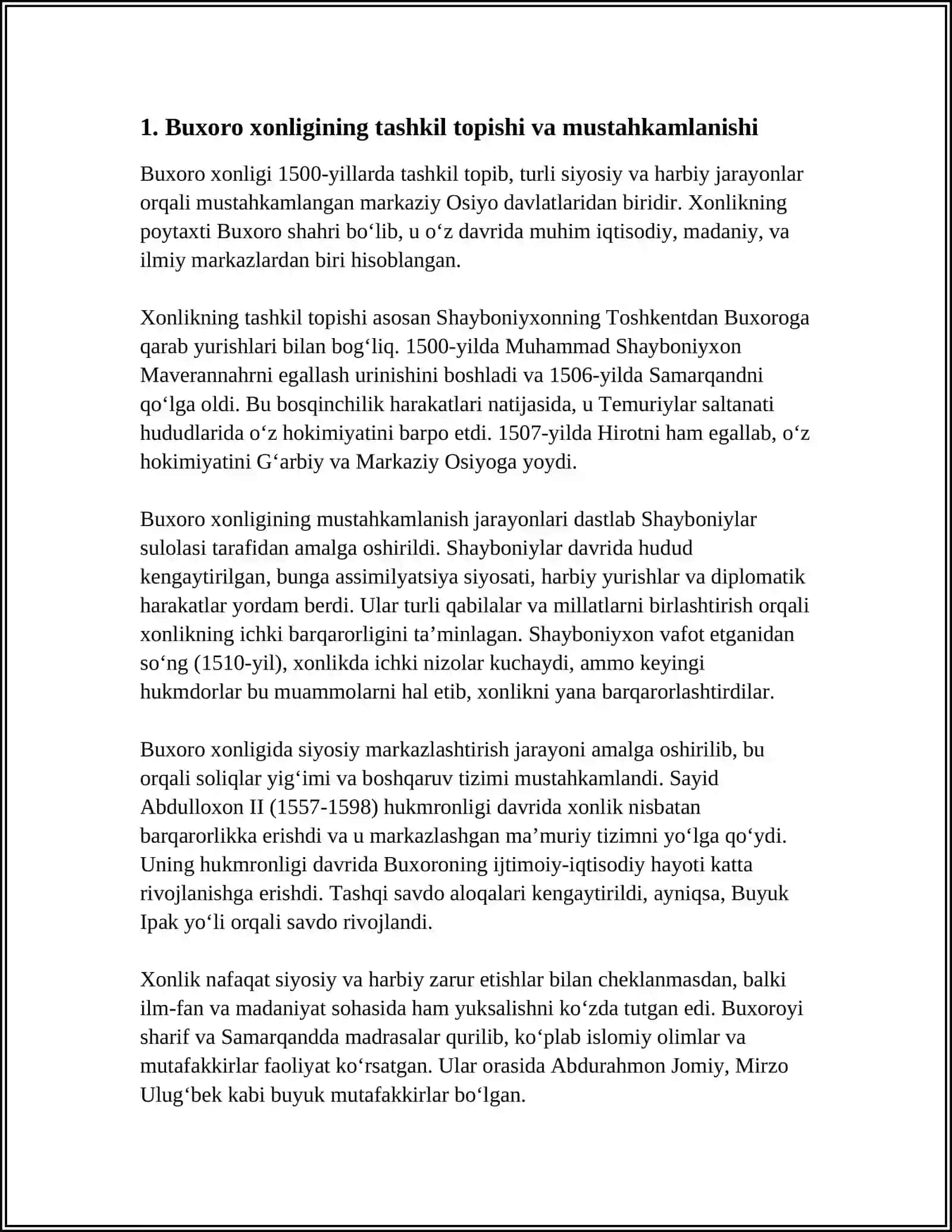 XVI-XIX ASR BUXORO XONLIGI SIYOSIY TARIXINING TARIXSHUNOSLIGI 3