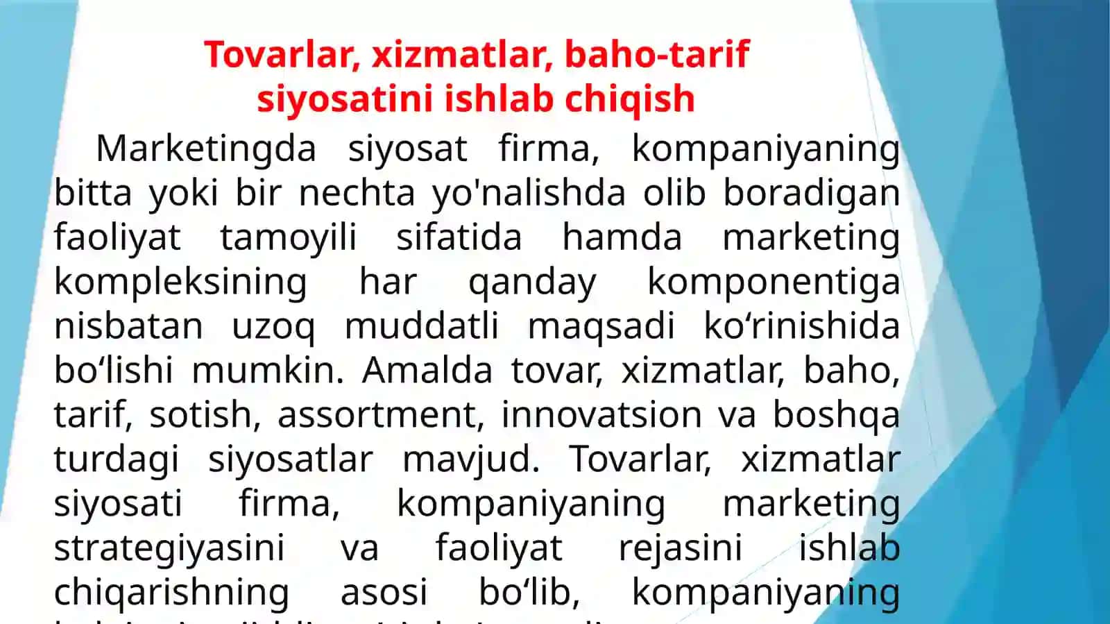 Tovar siyosati, bozordagi talab va ulishdagi kelib chiqgan holda marketing strategiyasing turlari 3