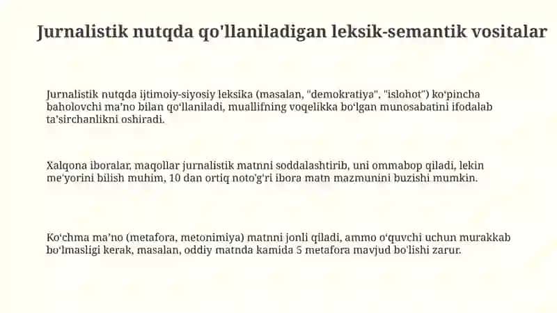Jurnalistik nutqda qo'llaniladigan leksik-semantik vositalar 3