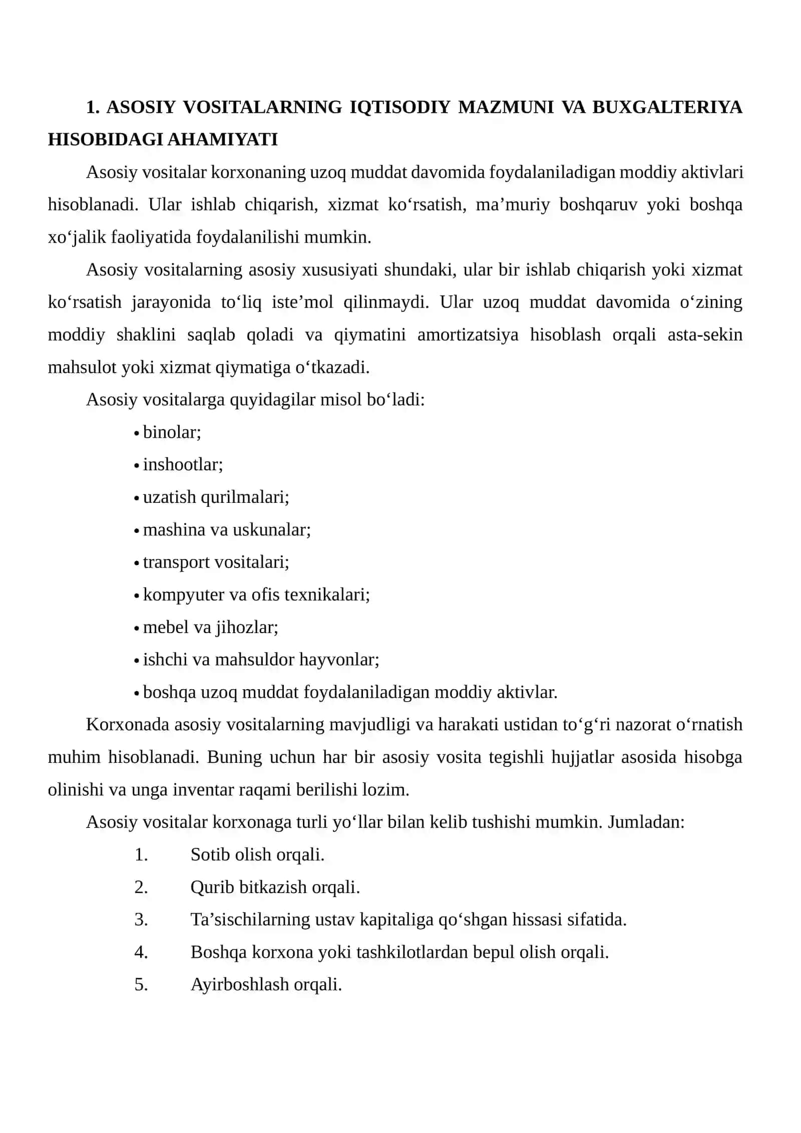 Asosiy Vositalar Kirimiga Doir Muomalalarni Hujjatlashtirish va Schotlarda Aks Ettirishning To‘g‘riligini Tekshirish 3