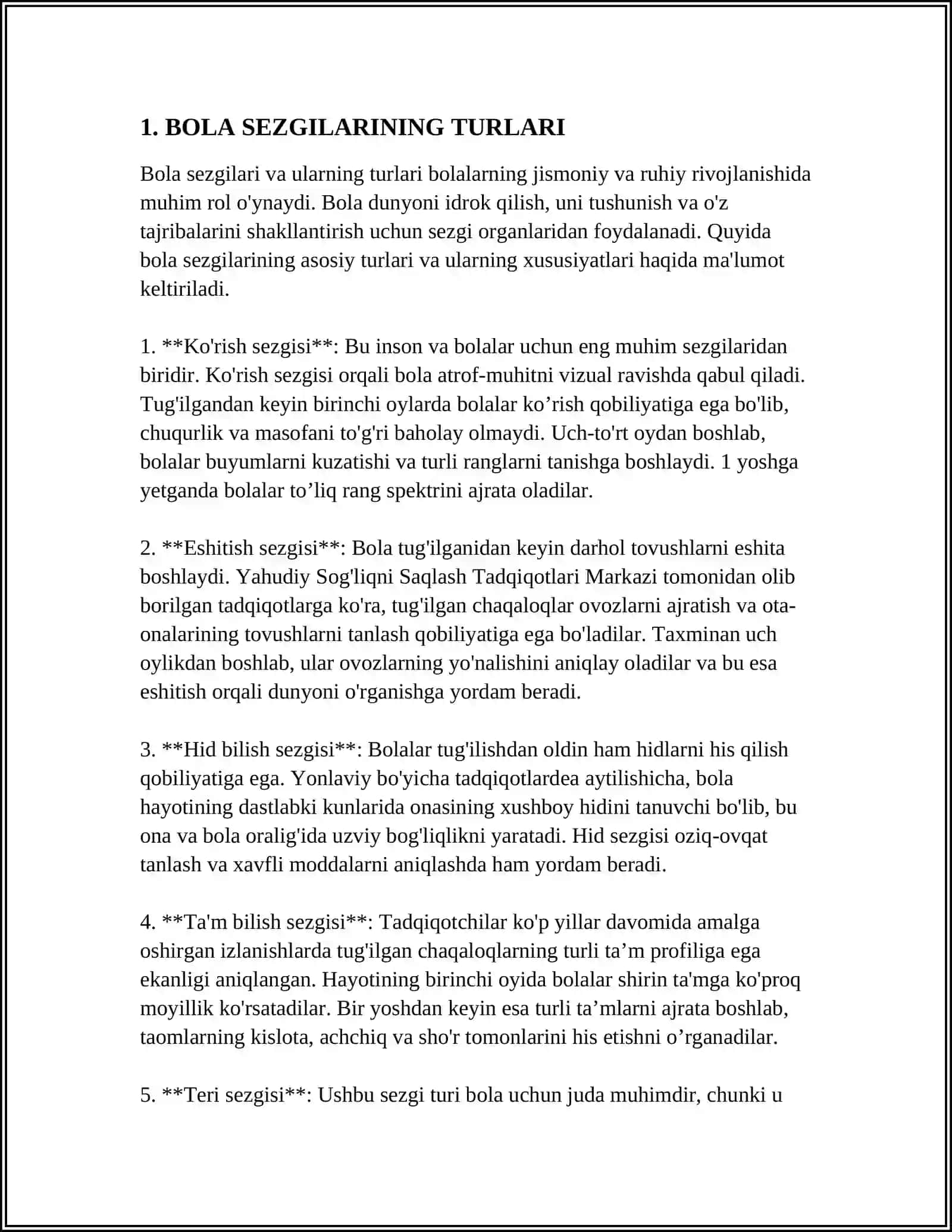 BOLA SEZGI ASOSIY TURLARINING RIVOJLANISHI 3