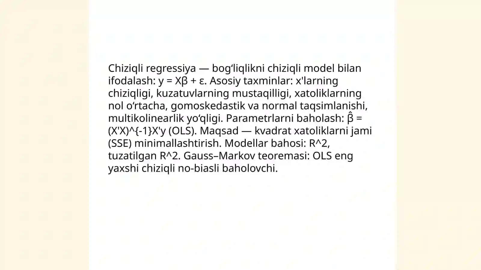 Mashinali o‘qitishning chiziqli regressiya usullari 3