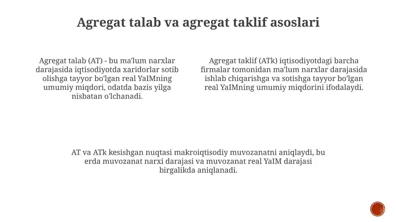 Agregat talab va agregat taklif asoslari 3