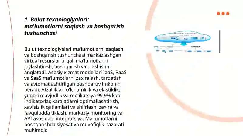 Bulut texnologiyalari: ma'lumotlarni saqlash va boshqarish tushunchasi 3