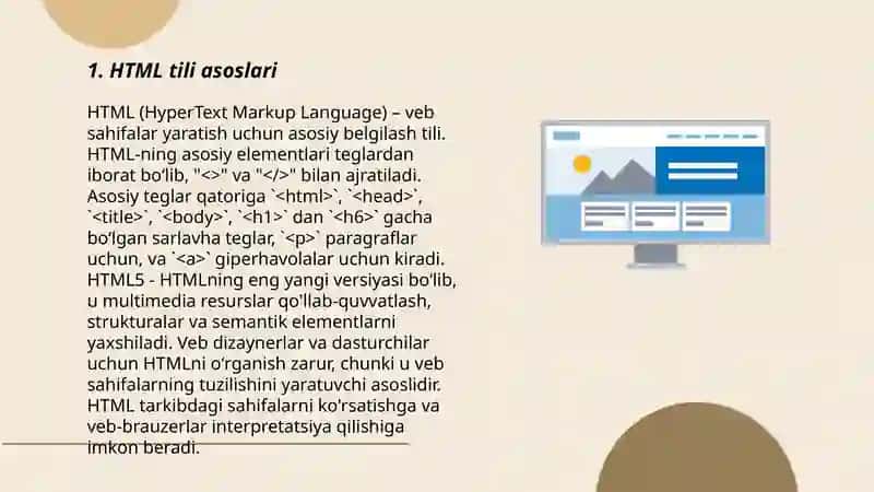 web sahifa. HTML tili 3