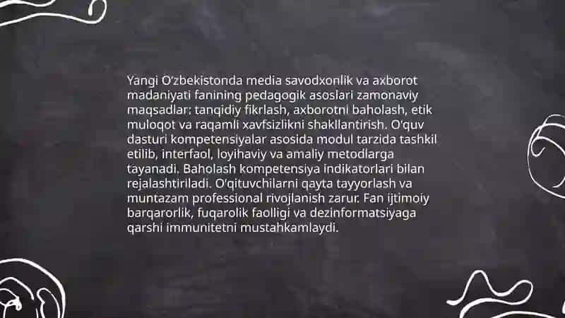 Yangi Oʻzbekistonda media savodxonlik va axborot madaniyati fanining pedagogik asoslari 3
