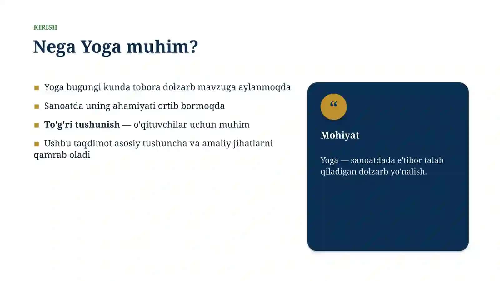 Yoga. Tamoyillari va qoidalari 3