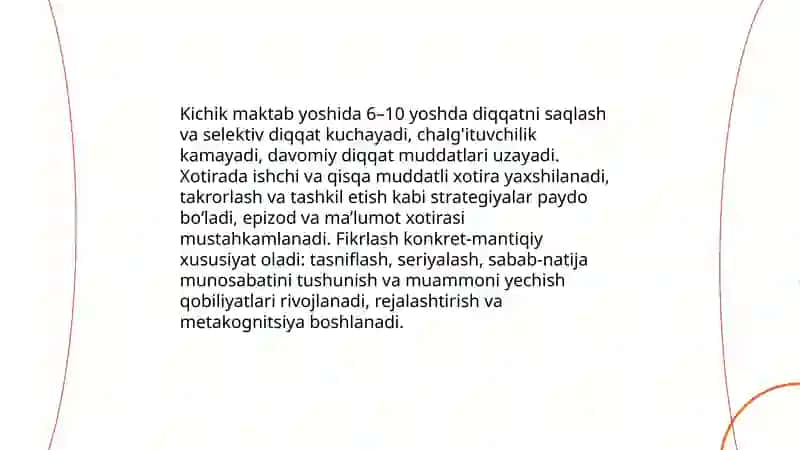 Kichik maktab yoshi davrida psixik rivojlanish xususiyatlari 3