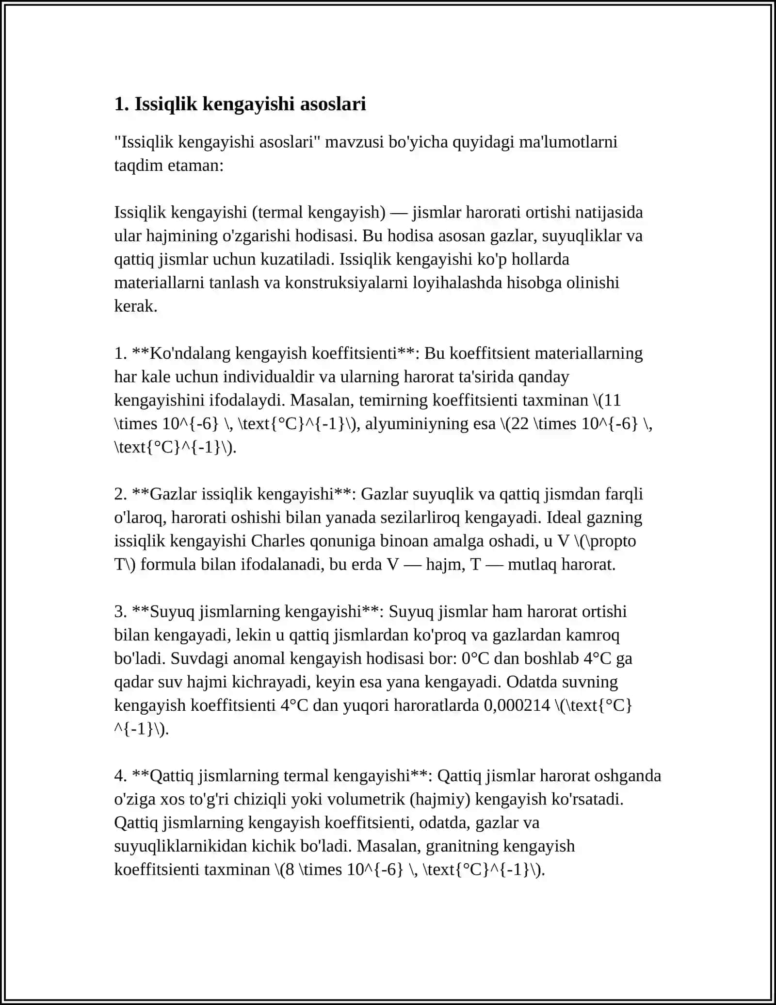 Issiqlik kengayishi asoslari 3