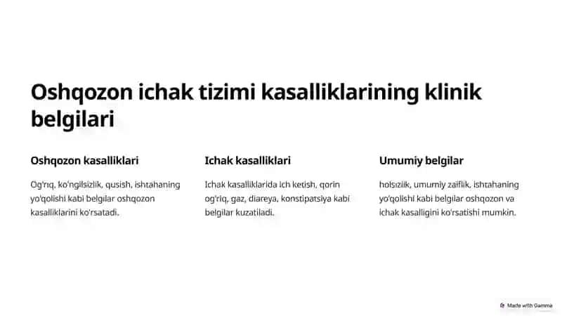 Oshqozon ichak tizimi kasalliklarining diagnostika va differensial diagnostika 3