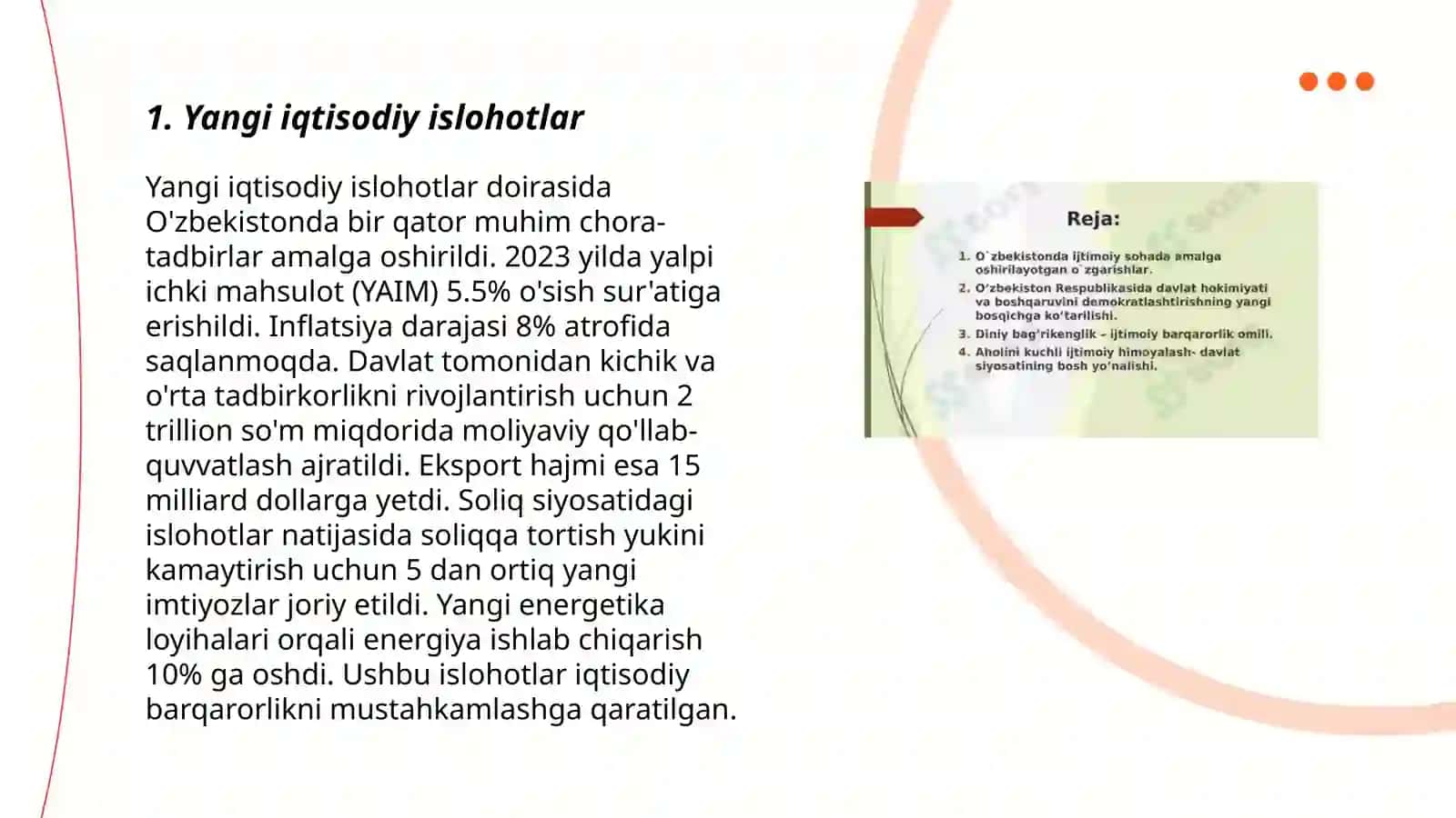 Yangi O'zbekistonda amalga oshirilayotgan yangi o'zgarishlar 3