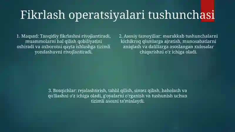 Tafakkur Operatsiyalari 3
