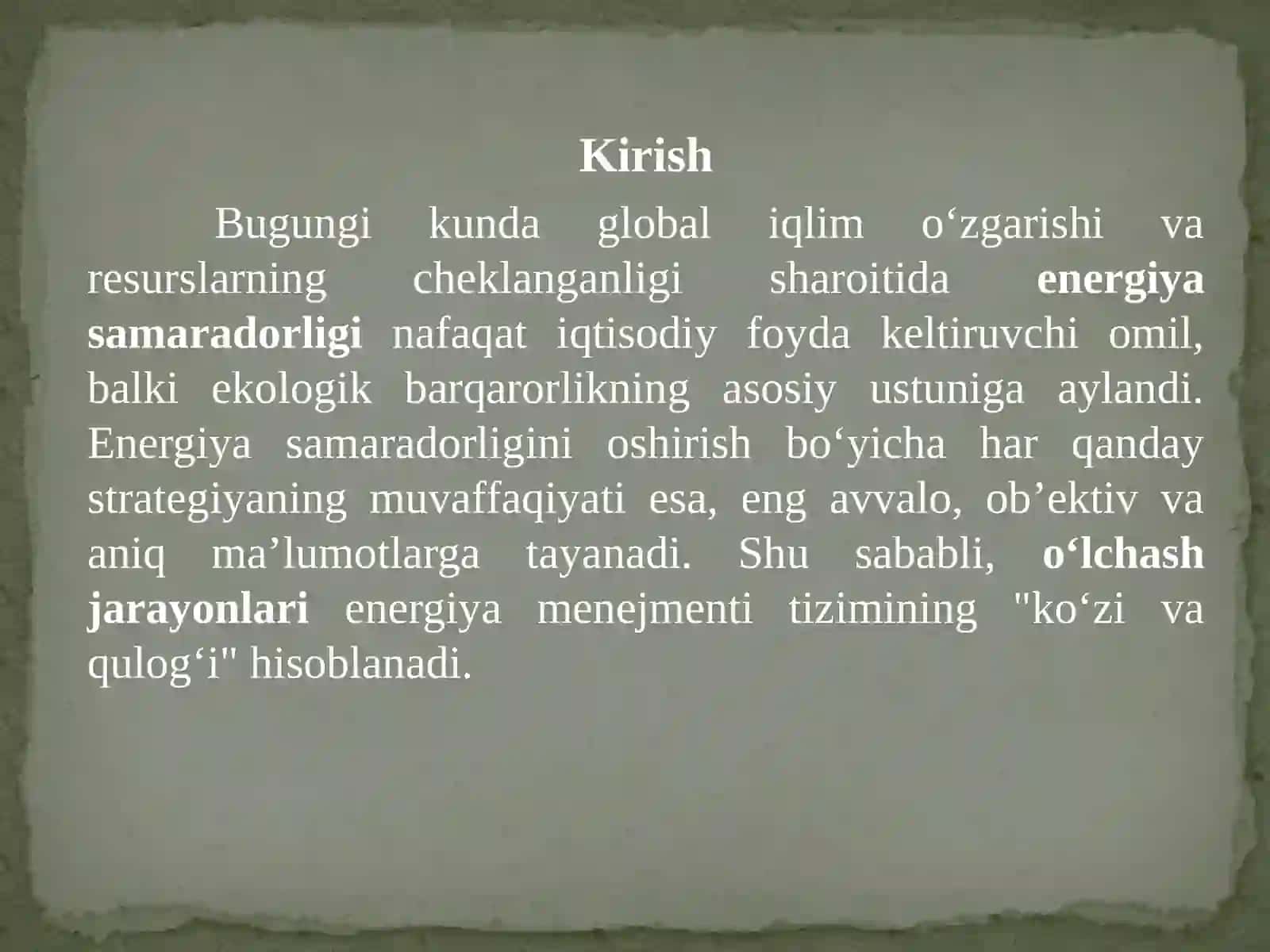 Energiya samaradorligini baholashda o‘lchashlarning roli 3