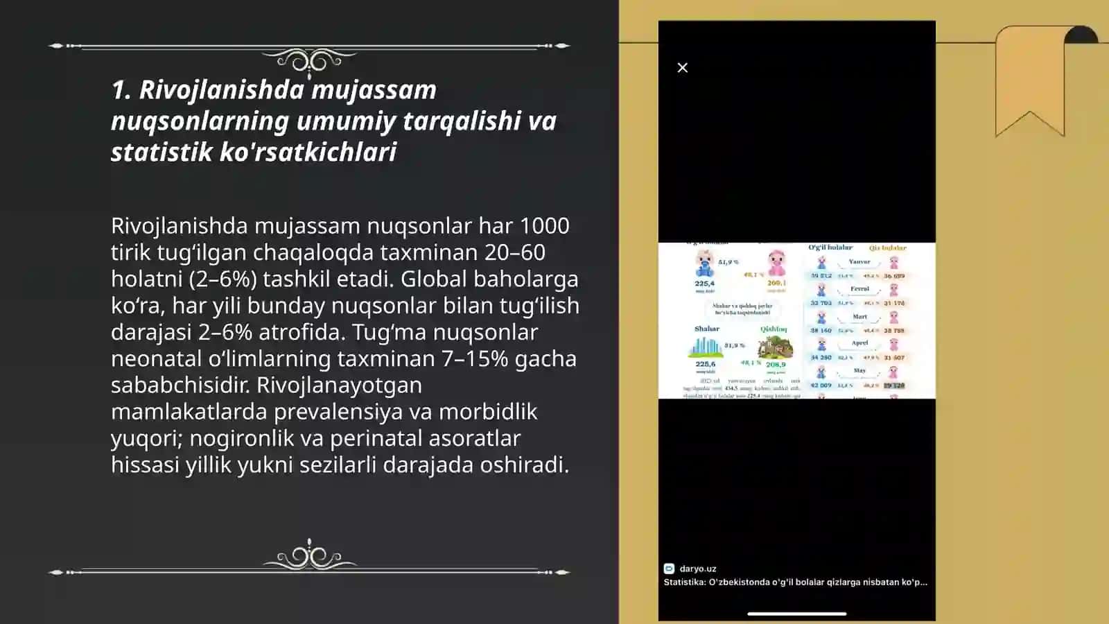 Rivojlanishda mujassam nuqsonlarning tarqalganligi haqida 3
