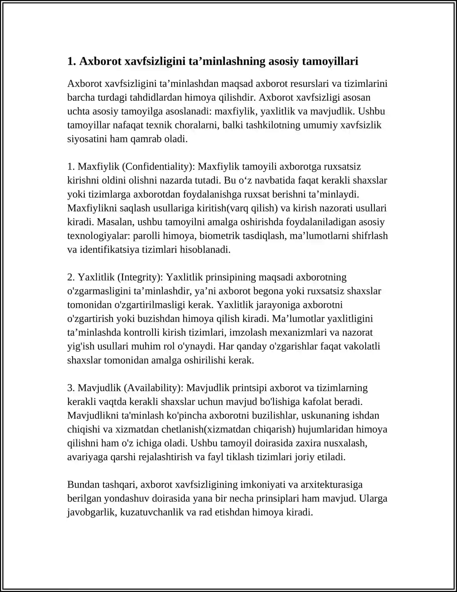 AXBOROT XAVFSIZLIGINI TA’MINLASH USULLARI 3