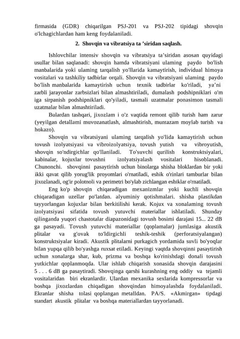 Ishlab chiqarishdagi shovqin va vibratsiyani hisoblash 3