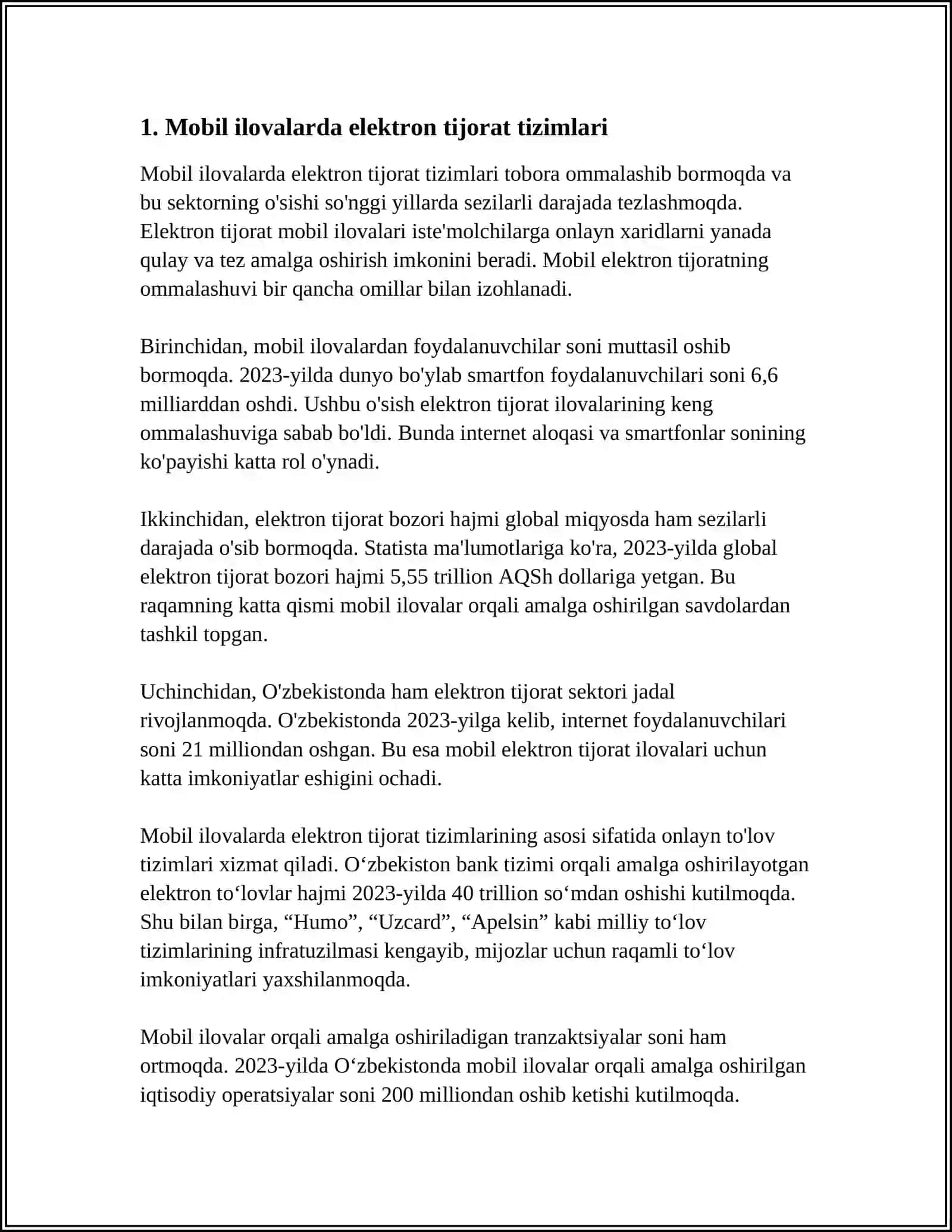 MOBIL TEXNOLOGIYALARDA ELEKTRON TIJORAT TIZIMLARIDAN FOYDALANISH 3