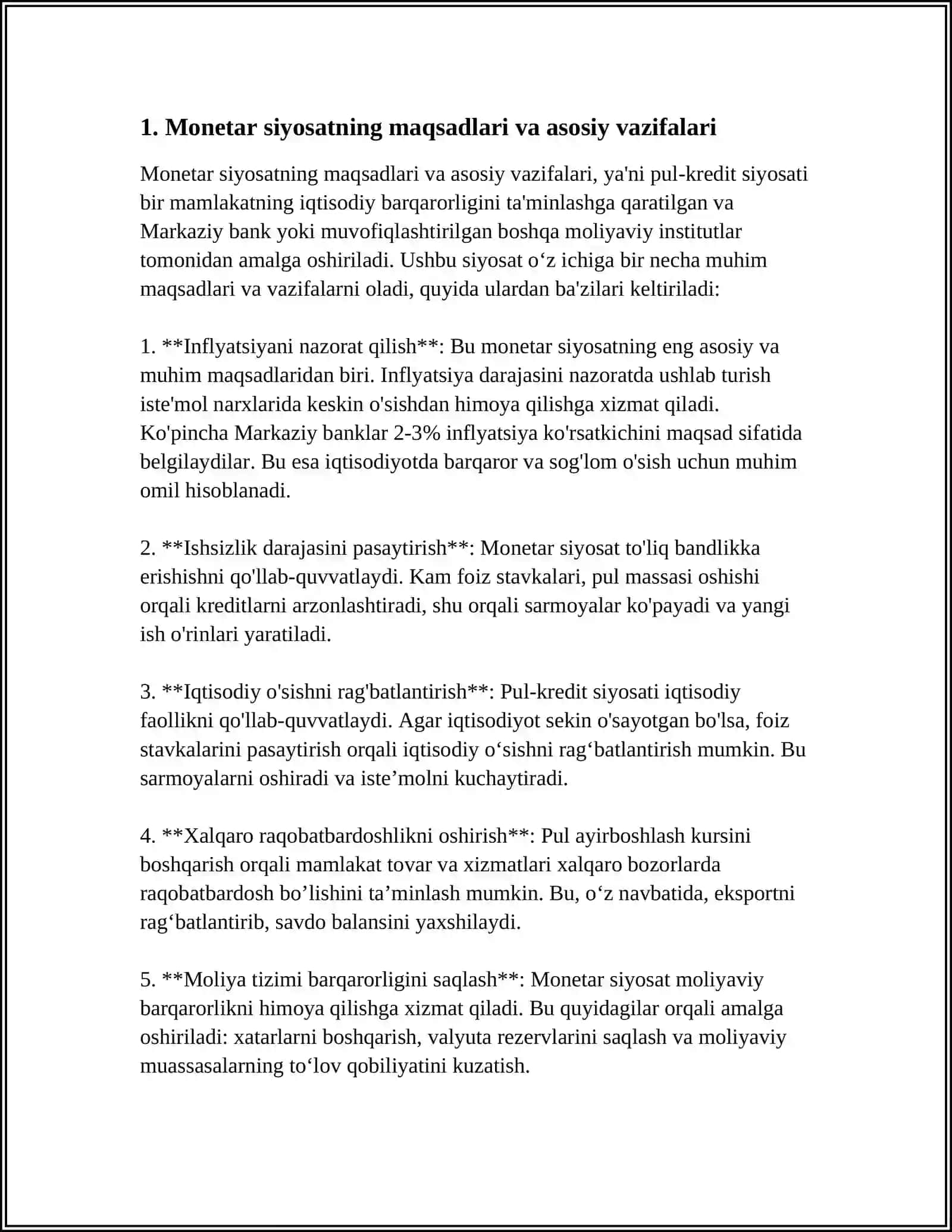 DAVLATNING MONETAR SIYOSATI VA UNING IQTISODIYOTNI TARTIBGA SOLISHDAGI AHAMIYATI 3