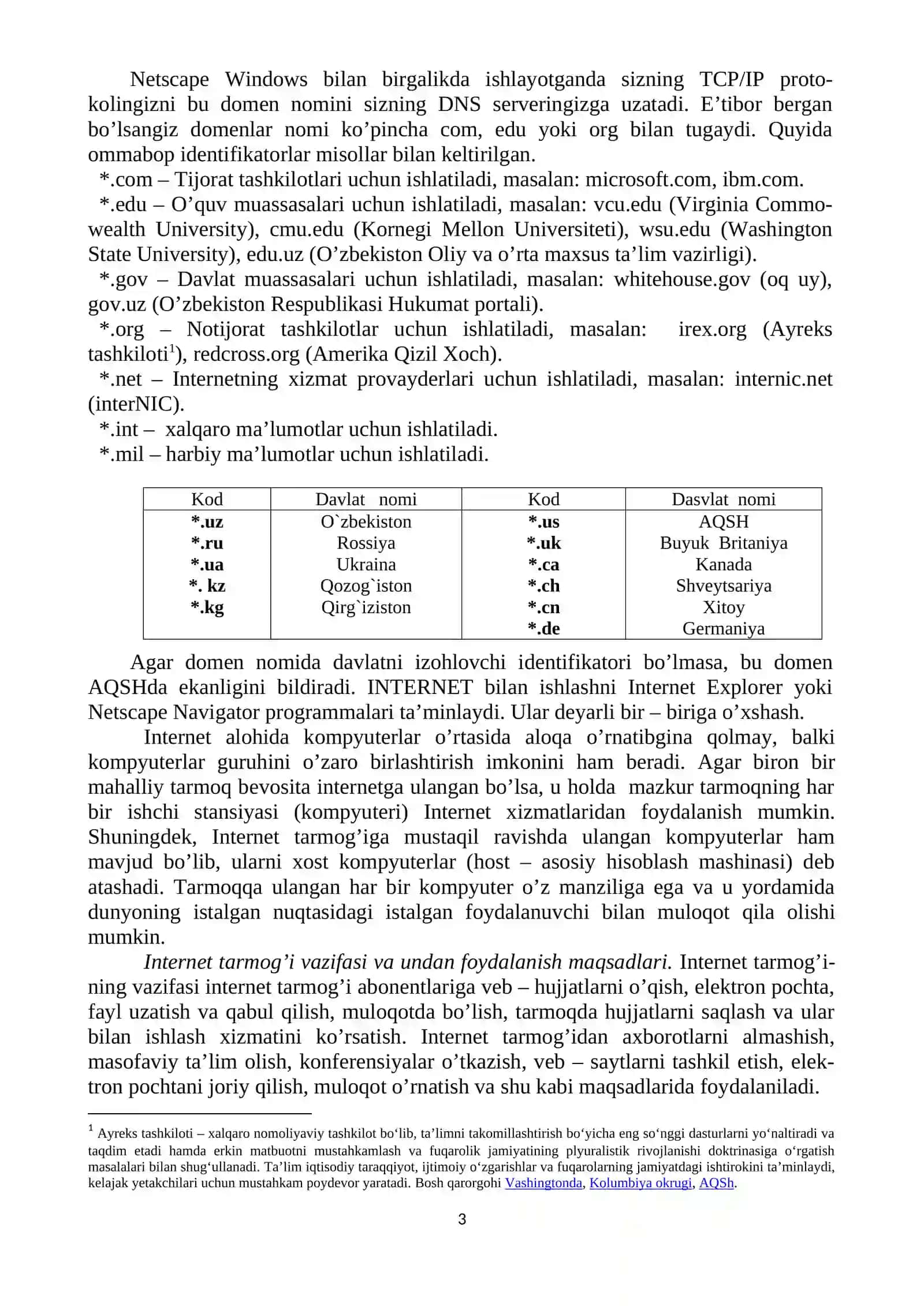 INTERNET TARMOG’I VA UNING TASHKIL ETILISHI 3
