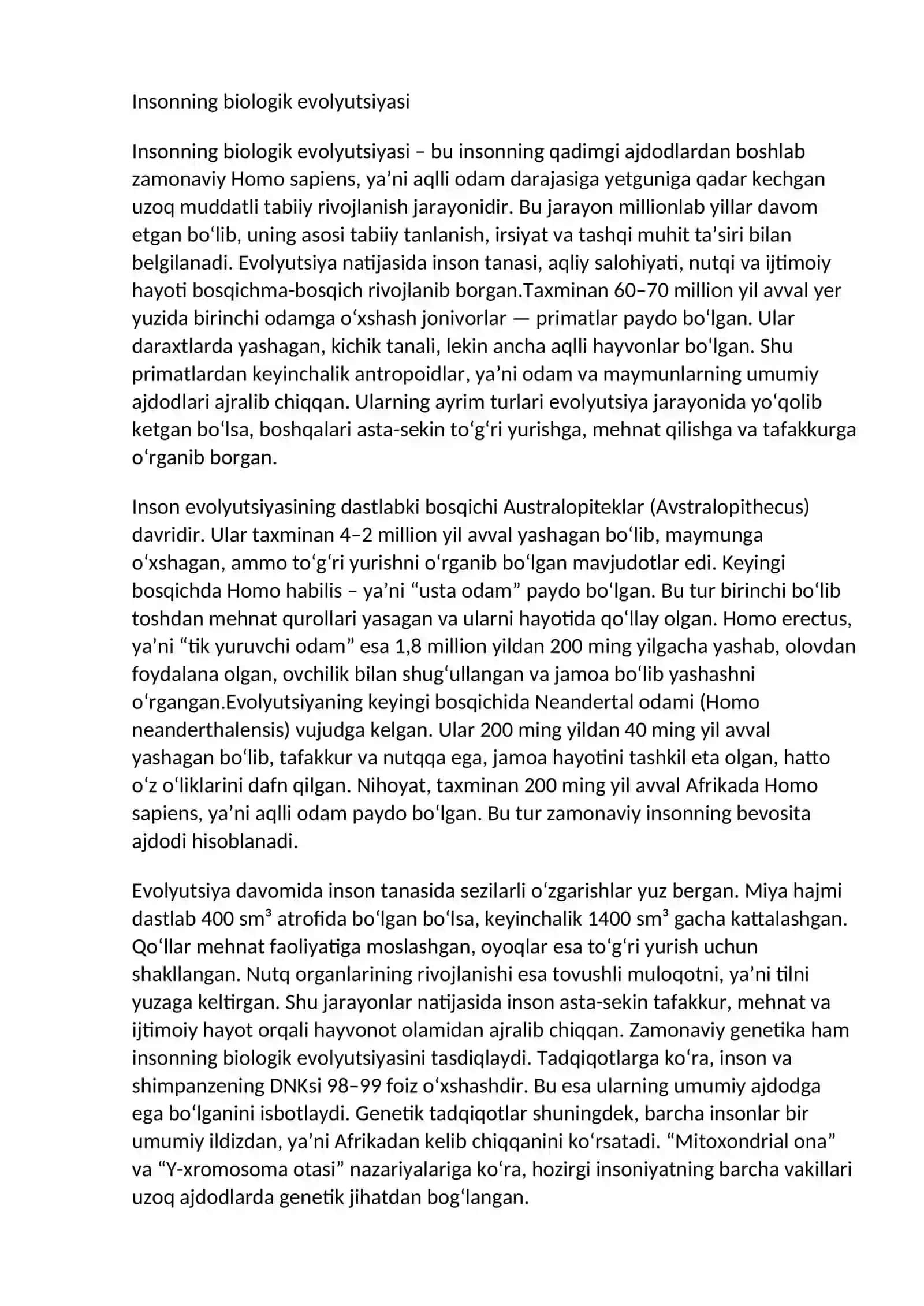 Zamonaviy odamning paydo boʻlishi 3