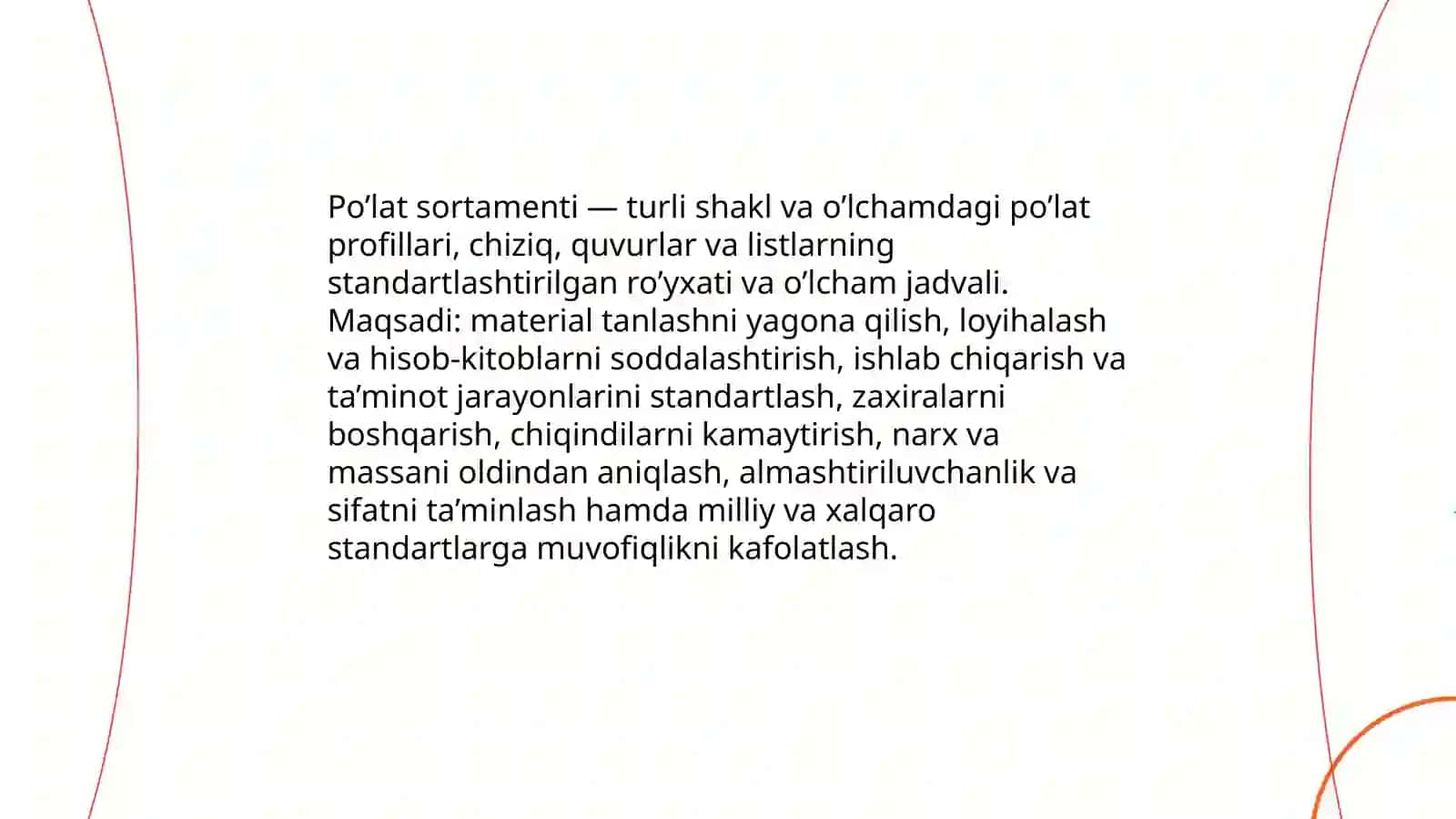 Po’lat sortamenti. Sortament profillari haqida umumiy ma’lumot 3
