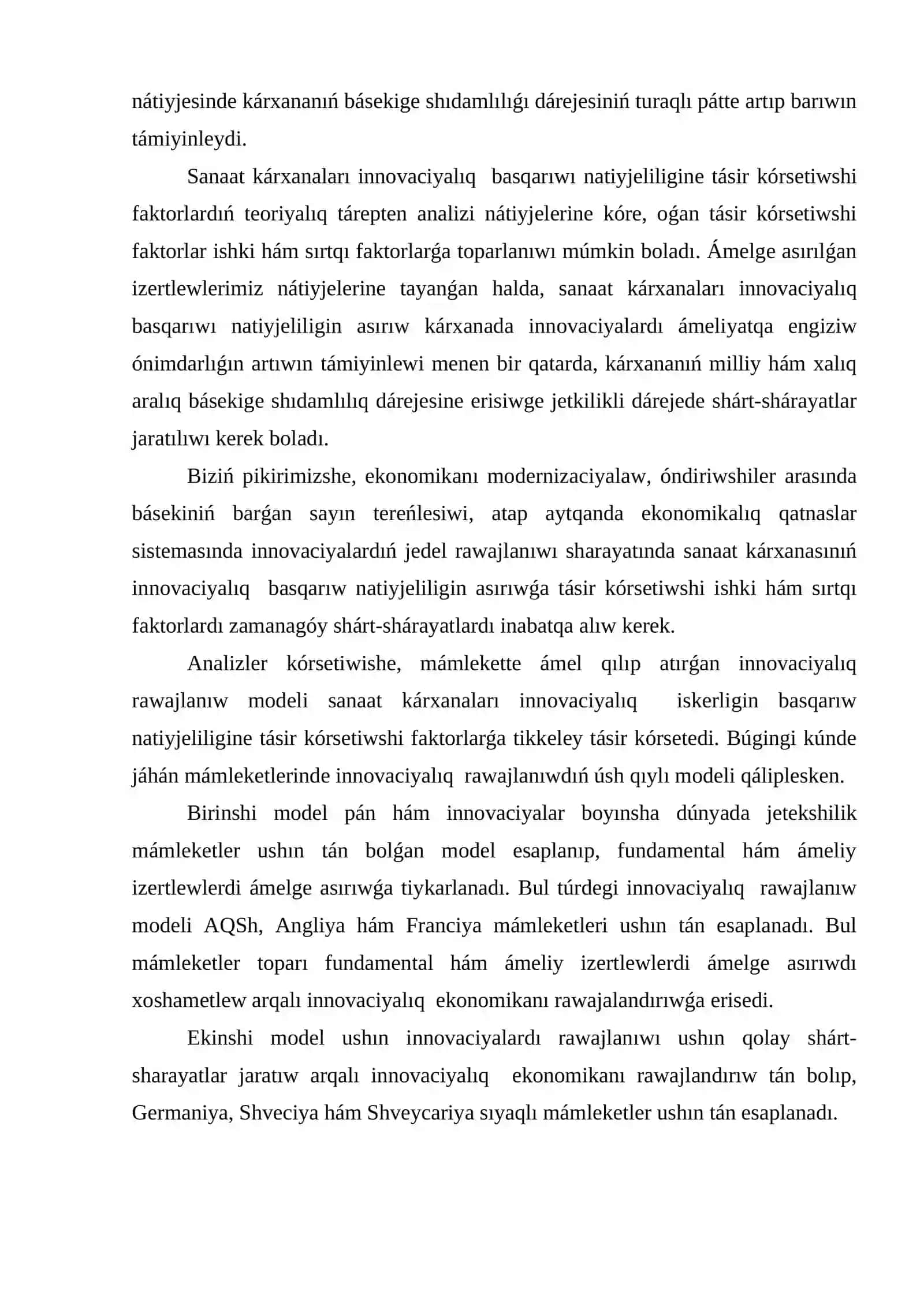 SANAAT KÁRXANALARÍNDA INNOVACION RAWAJLANÍWDÍ TÁMIYNLEWSHI STRATEGIYALÍQ USÍLLARDÍ SHÓLKEMLESTIRIW 3