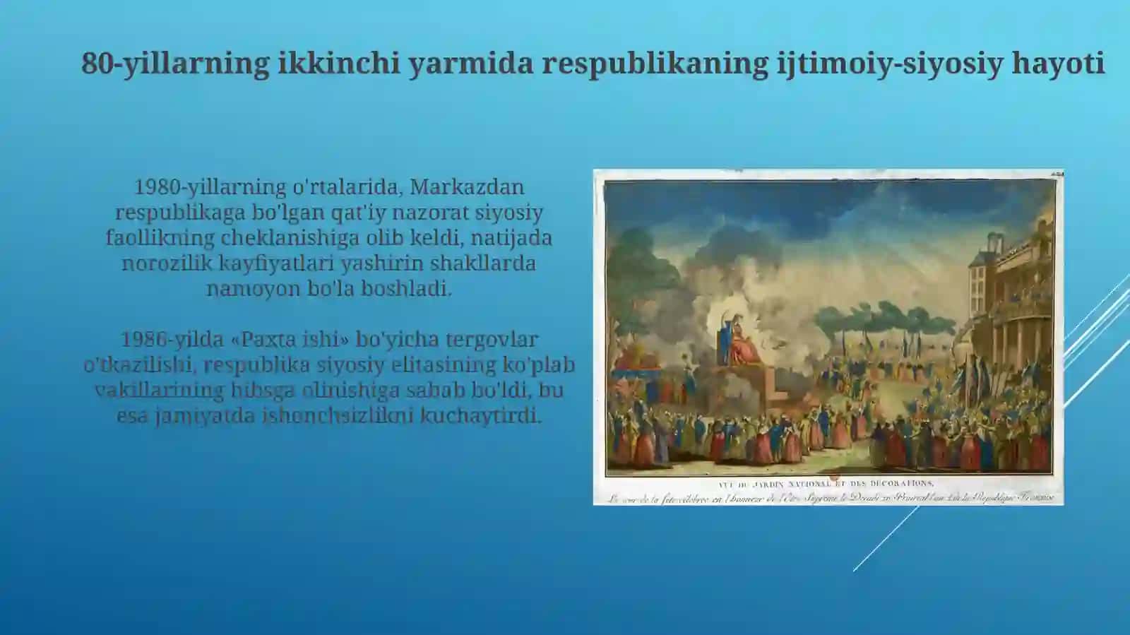 XX asrning 80-yillari ikkanchi yarmida respublikadagi ijtimoiy-siyosiy, iqtisodiy va ma'naviy hayot 3