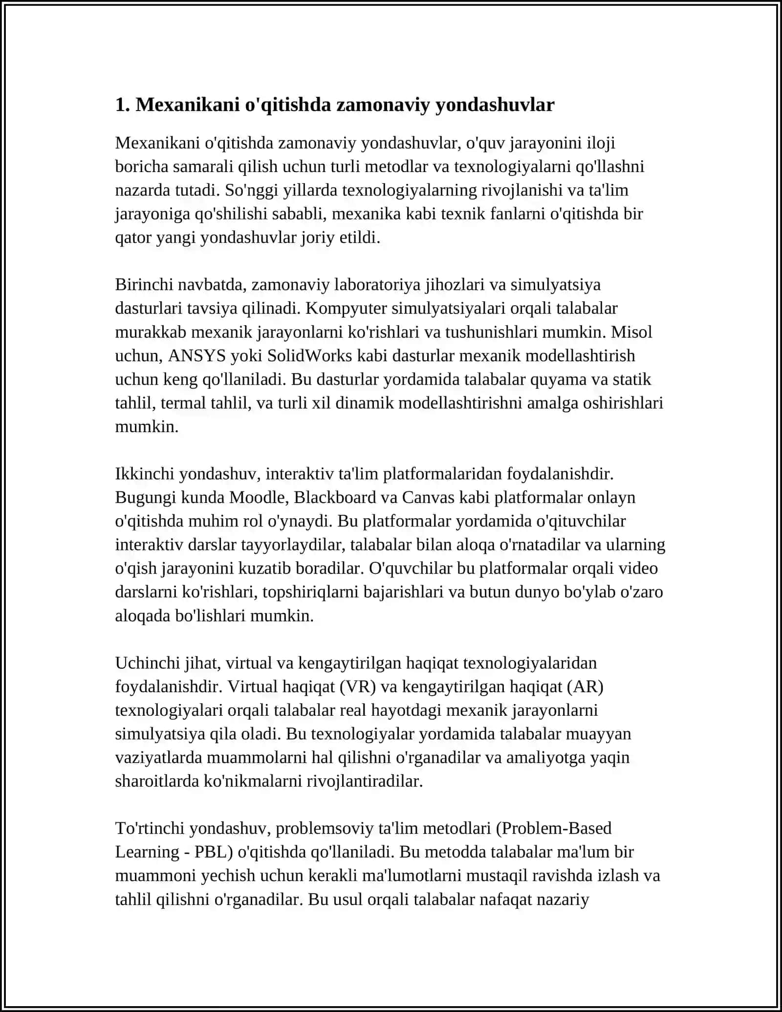 MEXANIKA BOʻLIMINI OʻQITISHNING OʻZIGA XOS JIHATLARI VA TUTGAN OʻRNI 3