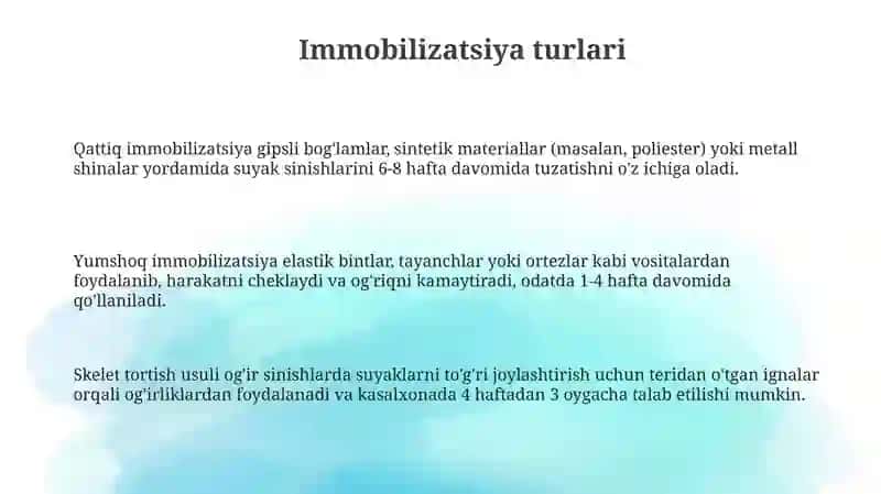 Immobilizatsiya turlari uni davolash va asoratlari 3