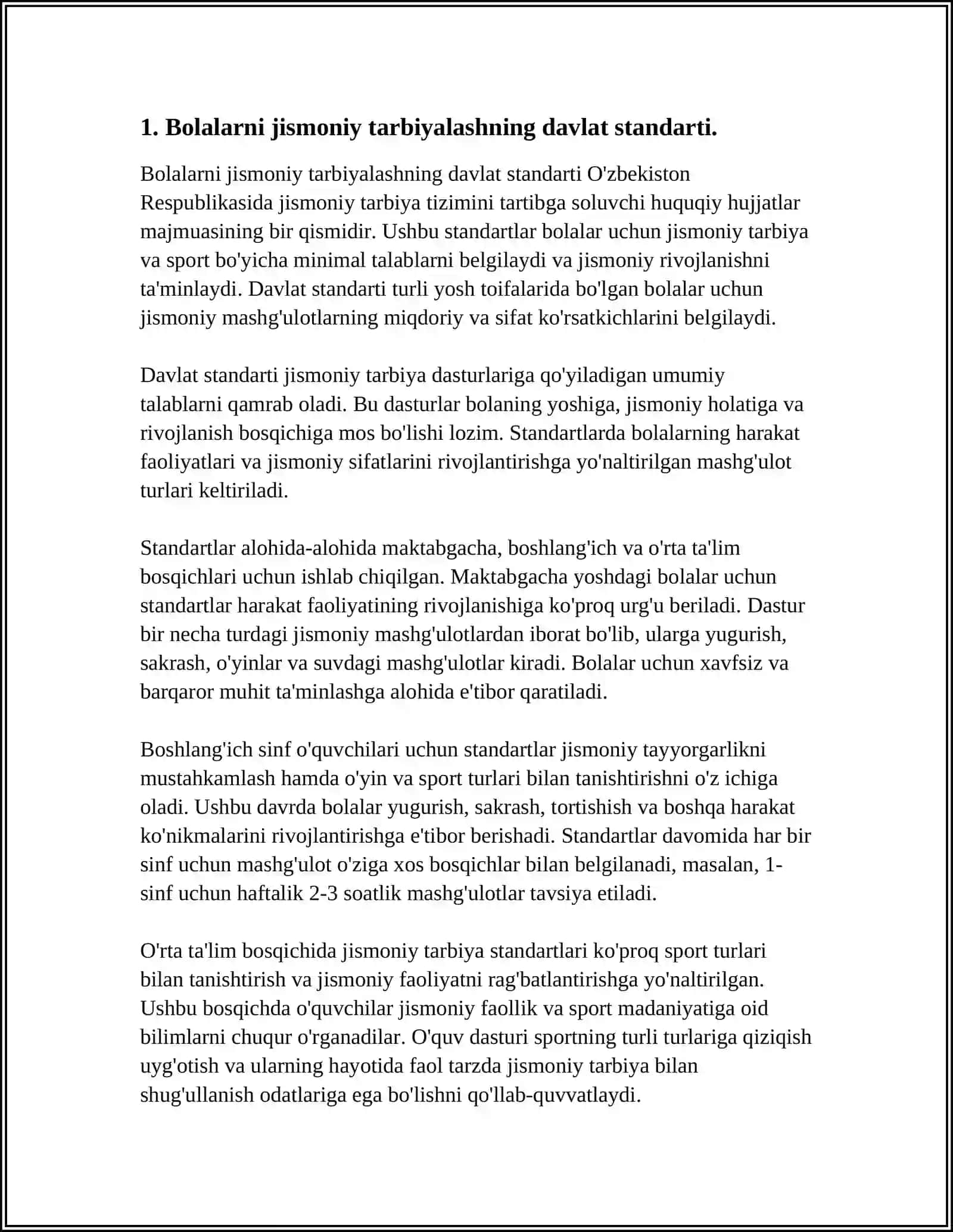 Bolalarni jismoniy tarbiyalashning davlat standarti 3