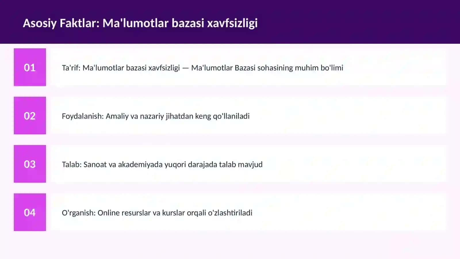 Ma'lumotlar bazasi xavfsizligi 3