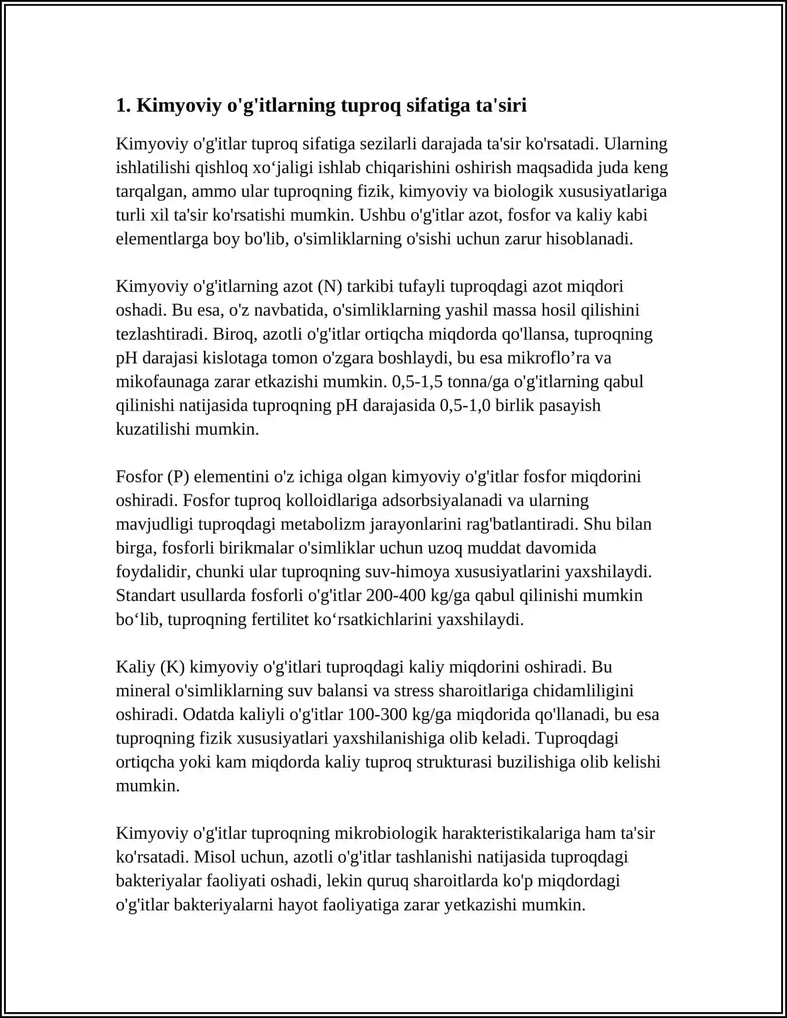 QISHLOQ XOʻJALIKNI KIMYOLASHTIRISHDAGI EKALOGIK MUAMMOLAR 3