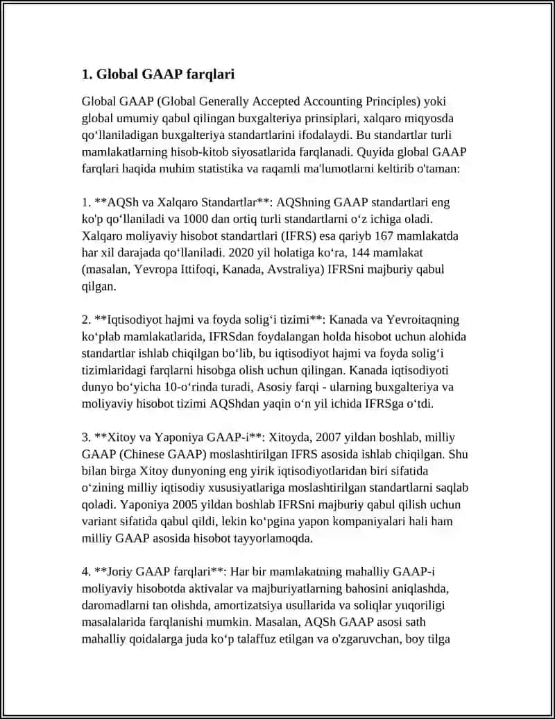 GLOBAL GAAP DISTINCTIONS 3