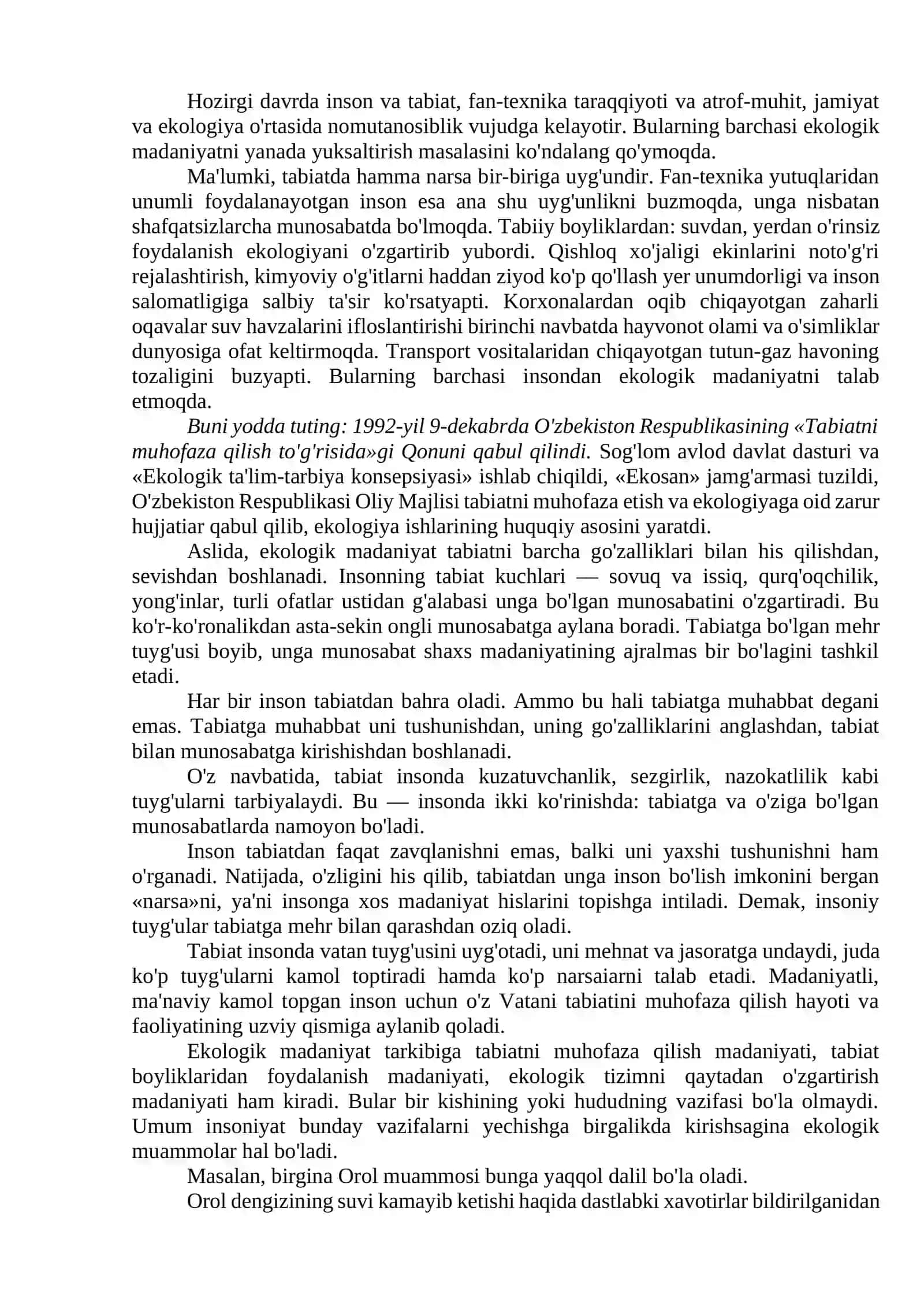 Ekologiya. Ekologik ta’lim tarbiya va ekologik madaniyat 3
