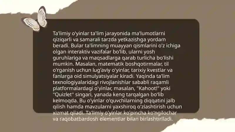 Ta'limiy o'yinlar 3