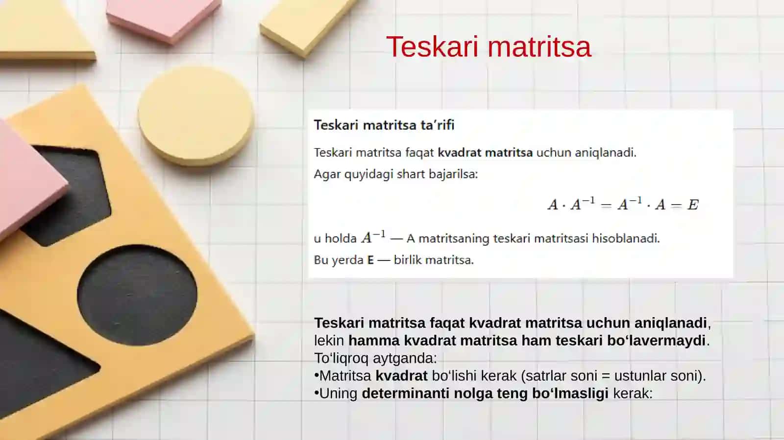 Teskari matritsalar va matritsa rangi 3