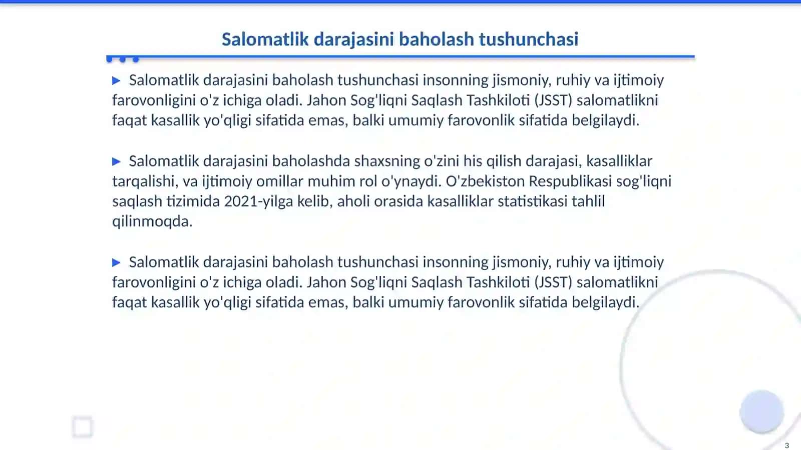 Salomatlik darajasini baholash haqida tushuncha 3
