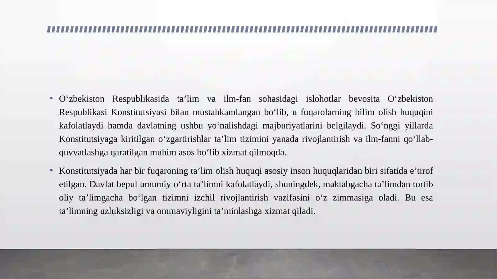 KONSTITUTSIYADA TA’LIM VA ILM-FAN SOHASIDAGI ISLOHOTLAR 3
