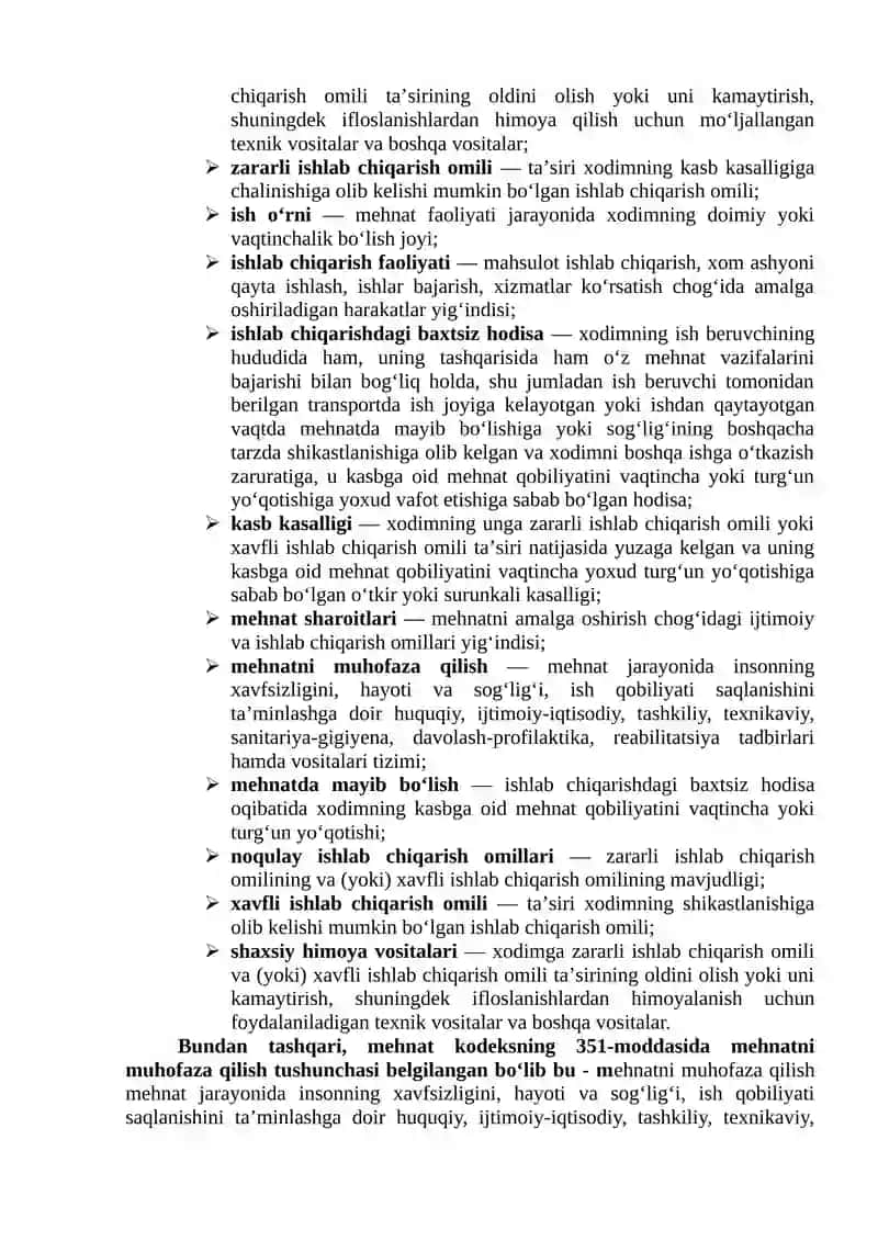 Mehnat Muhoafazasi va Gigiyenasini Ta'minlash 3