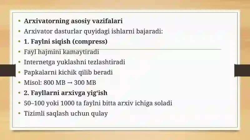 Arxivator dasturlarini solishtirish 3