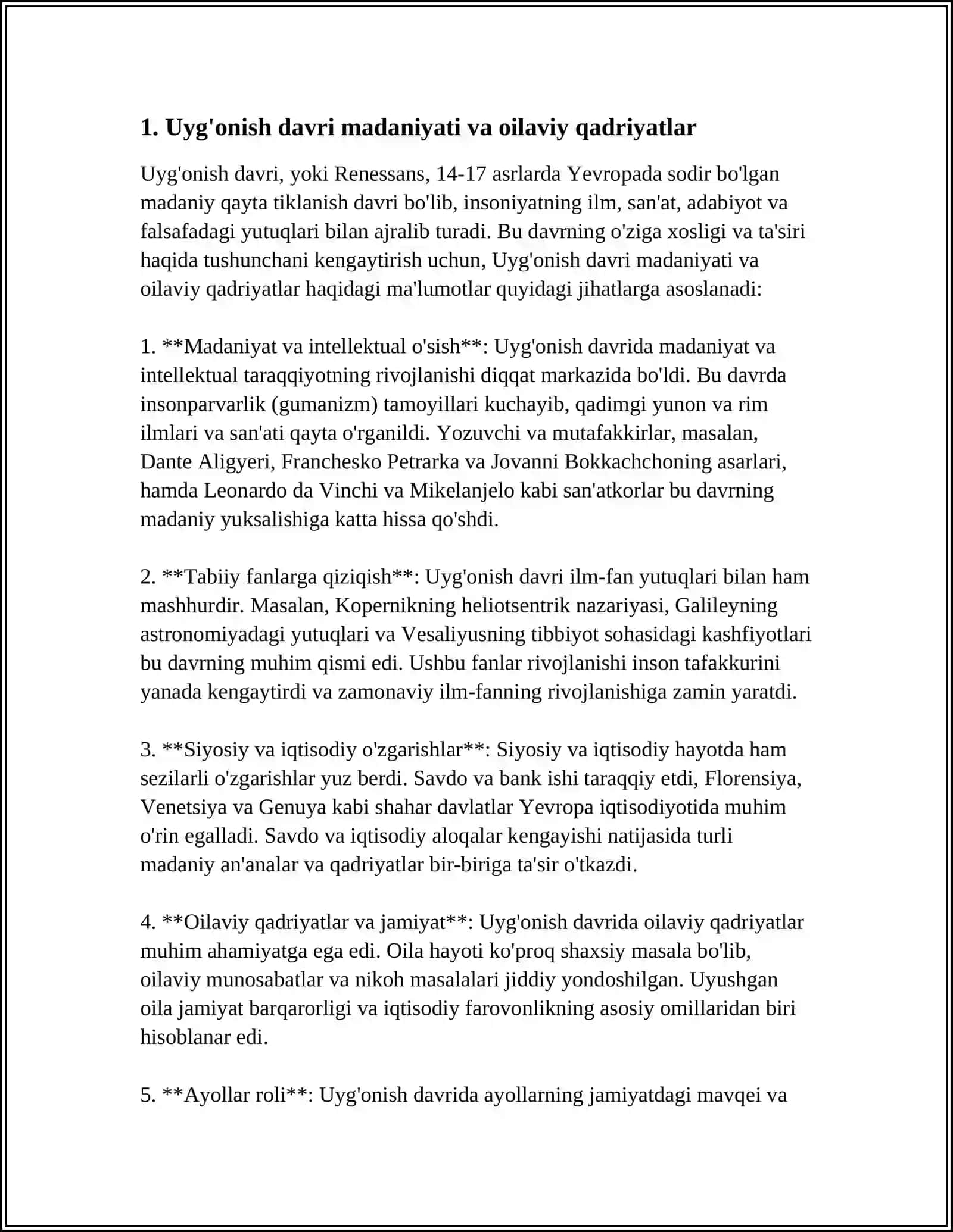 YEVROPA UYG'ONISH DAVRI MUTAFAKKIRLARI ASARLARIDA OILA TARBIYASINING AKS ETISHI 3