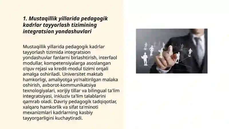 Mustaqillik yillarida pedagogik kadrlar tayyorlash fan talimning integragrasion jarayonlari 3