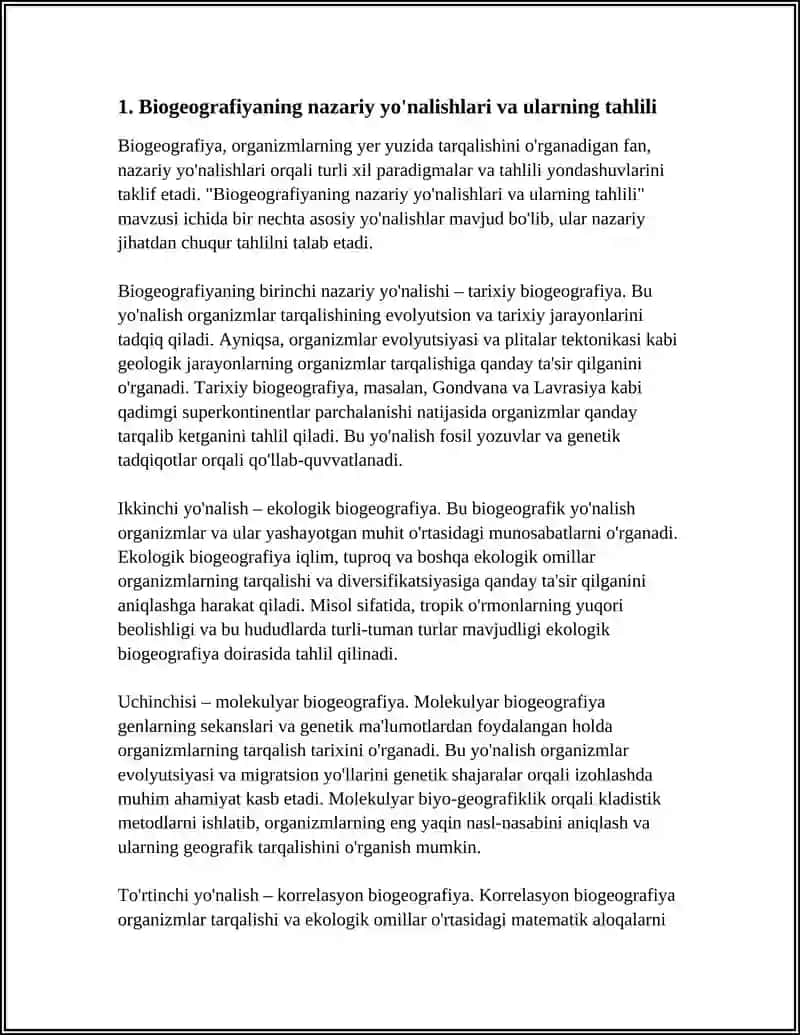 BIOGEOGRAFIYANING YOʻNALISHLARINI TAHLIL QILISH 3
