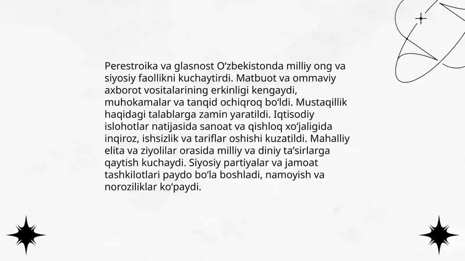 Mustaqillikka erishish arafasida Òzbekistondagi ijtimoiy siyosiy jarayonlar 3