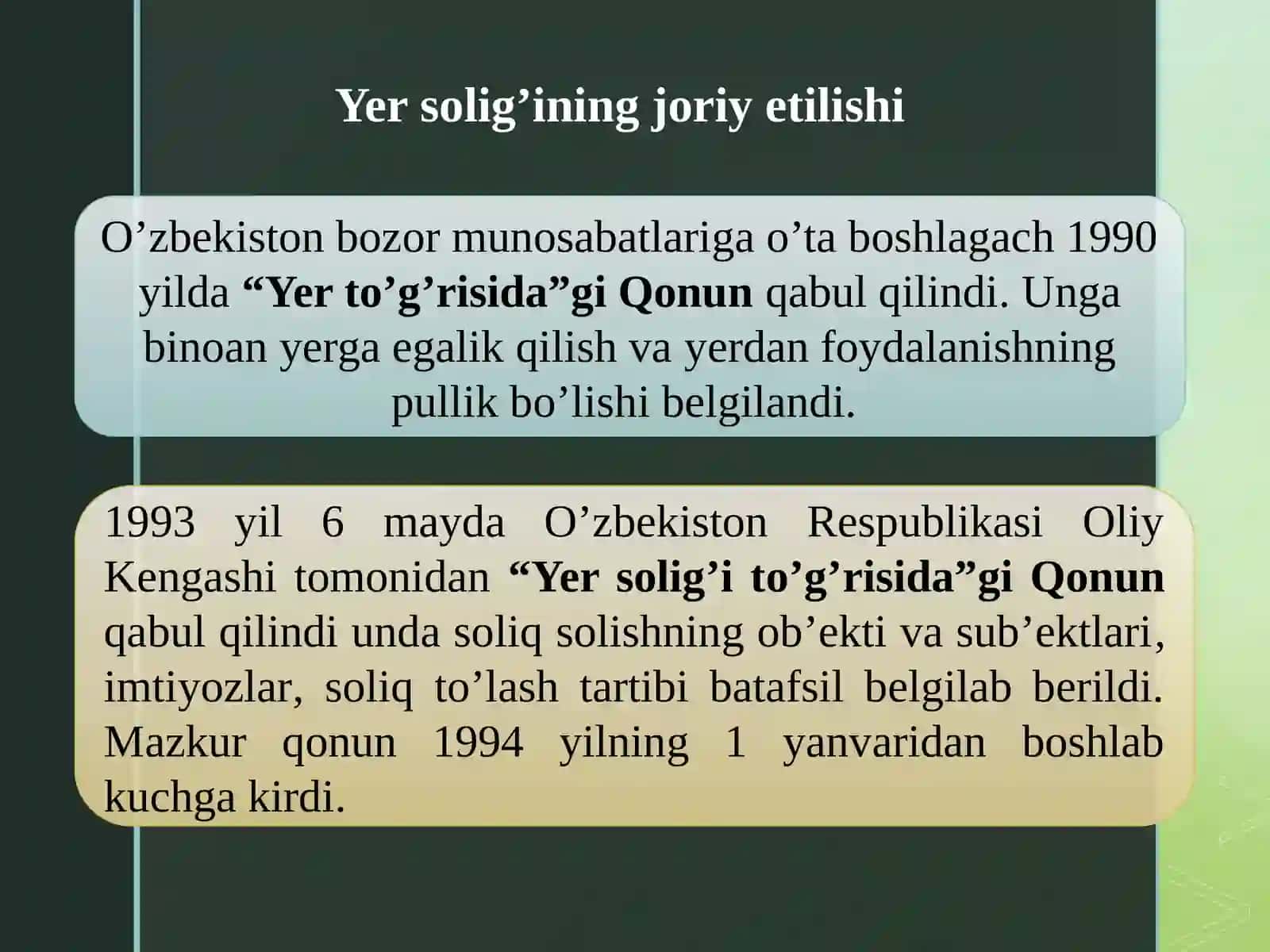 YURIDIK SHAXSLARDAN OLINADIGAN YER SOLIG’I 3