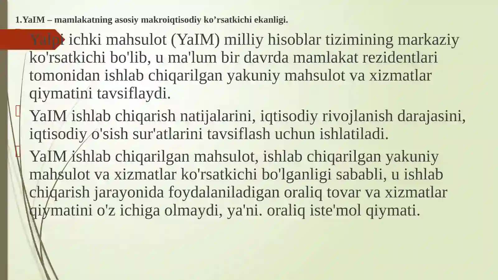 Yalpi ichki mahsulot hajmini hisoblash usullari 3